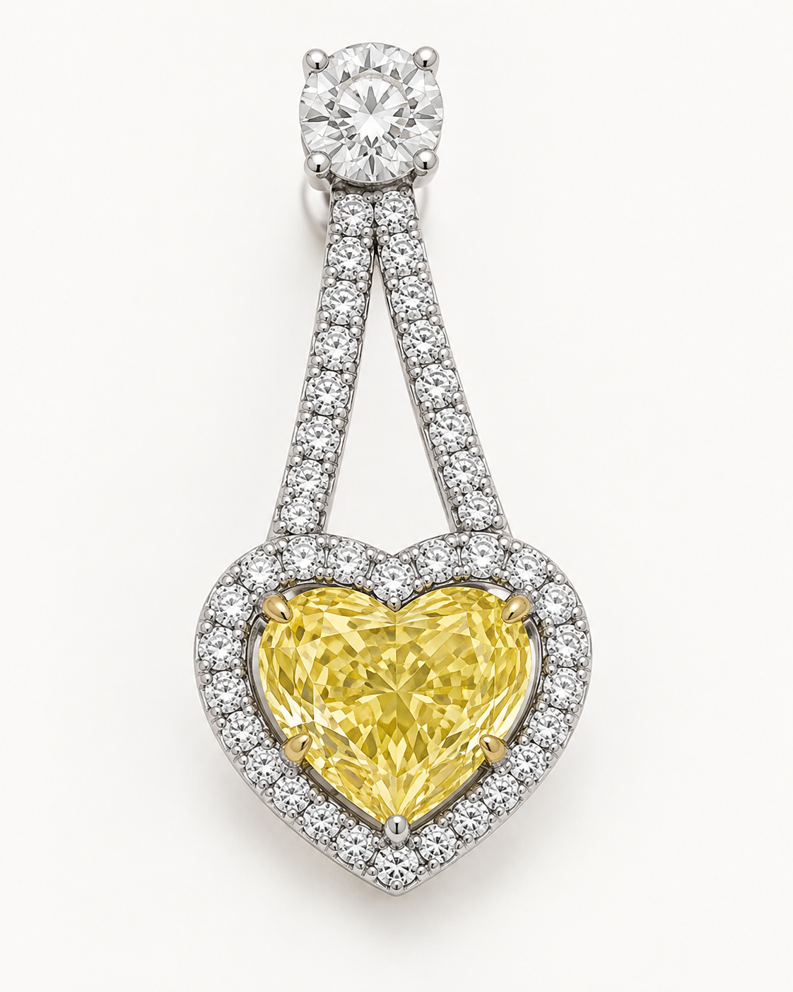 Framed Heart Drop Earrings — construction detail