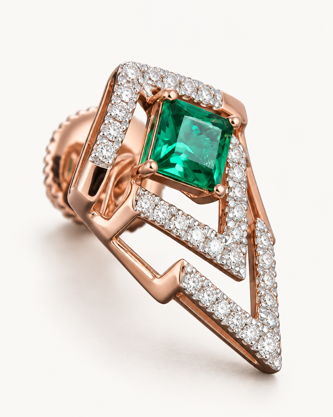 Green Chevron Studs — construction detail