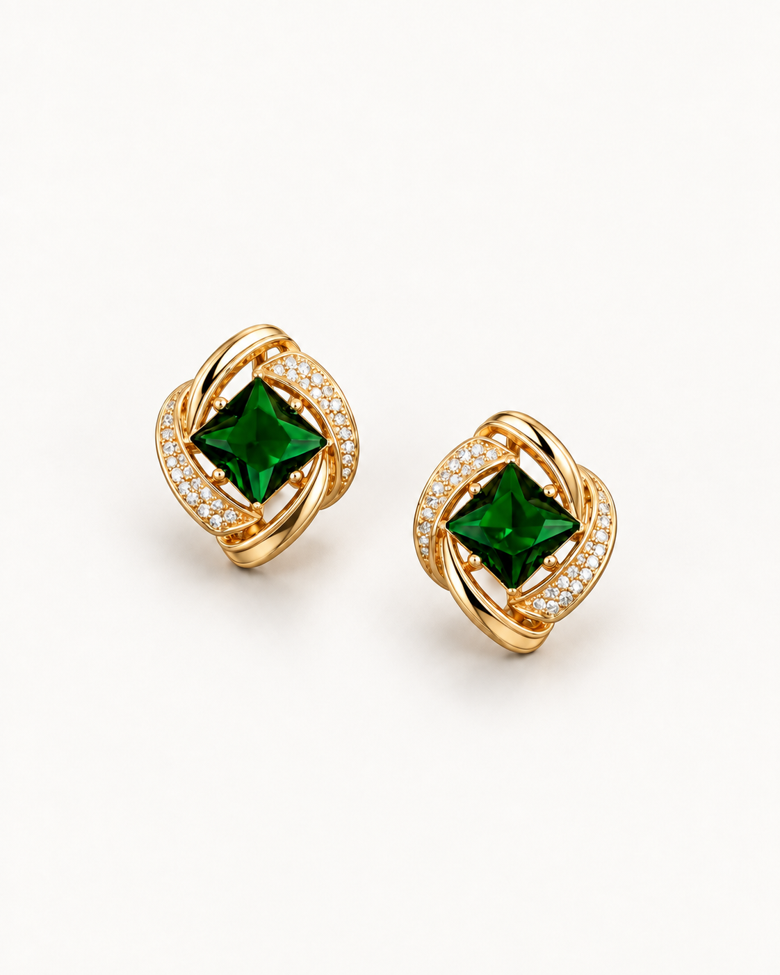 Green Spiral Studs — complete product view