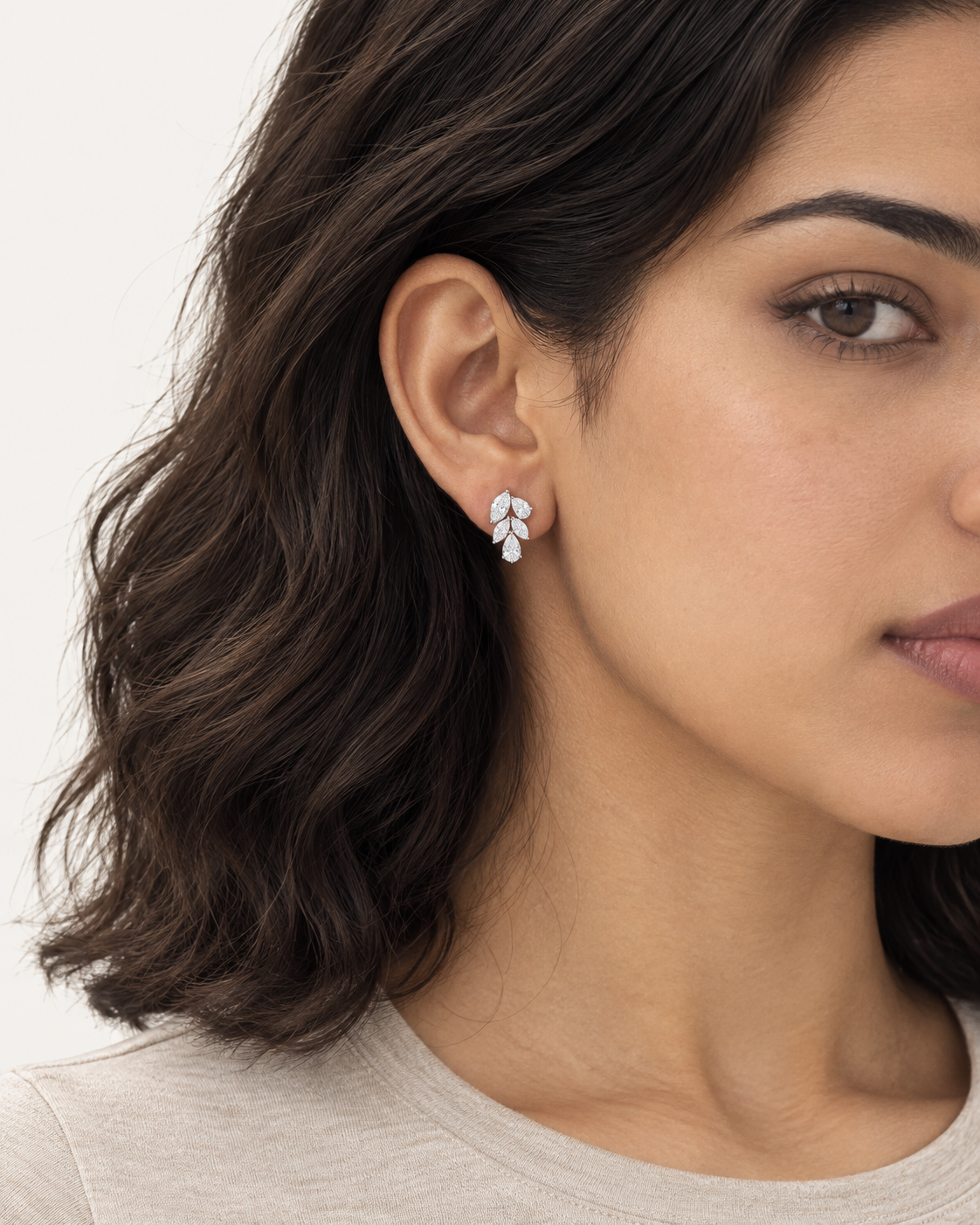 Marquise Cascade Studs — worn close view