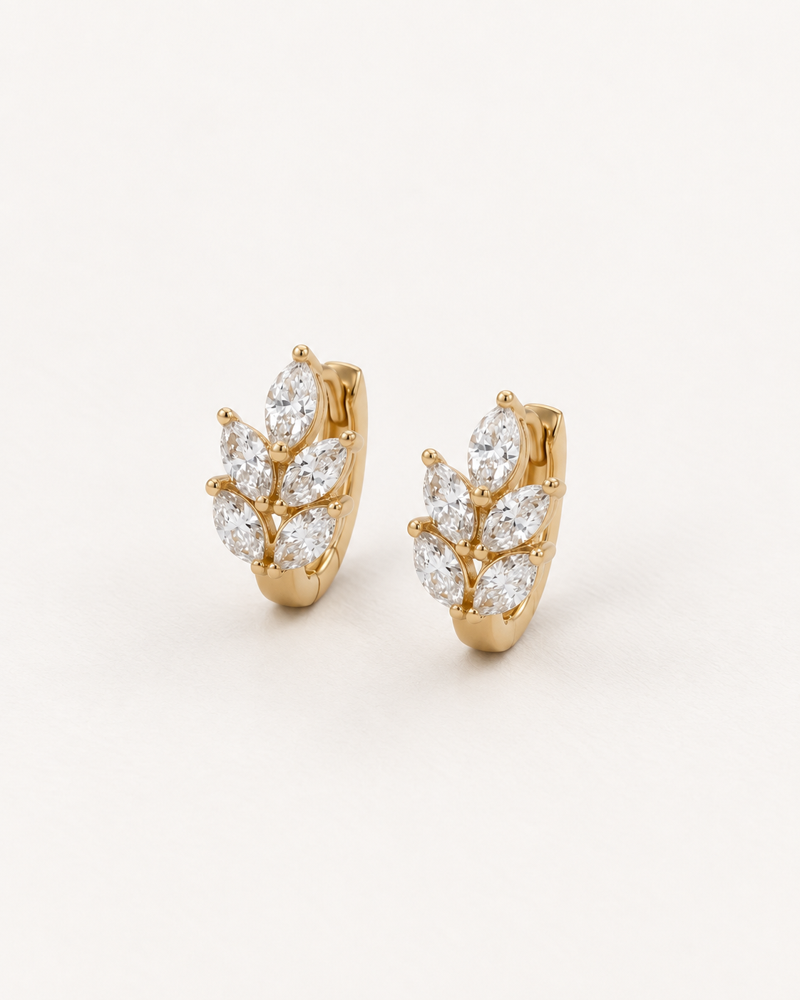 Marquise Leaf Hoops — complete product view
