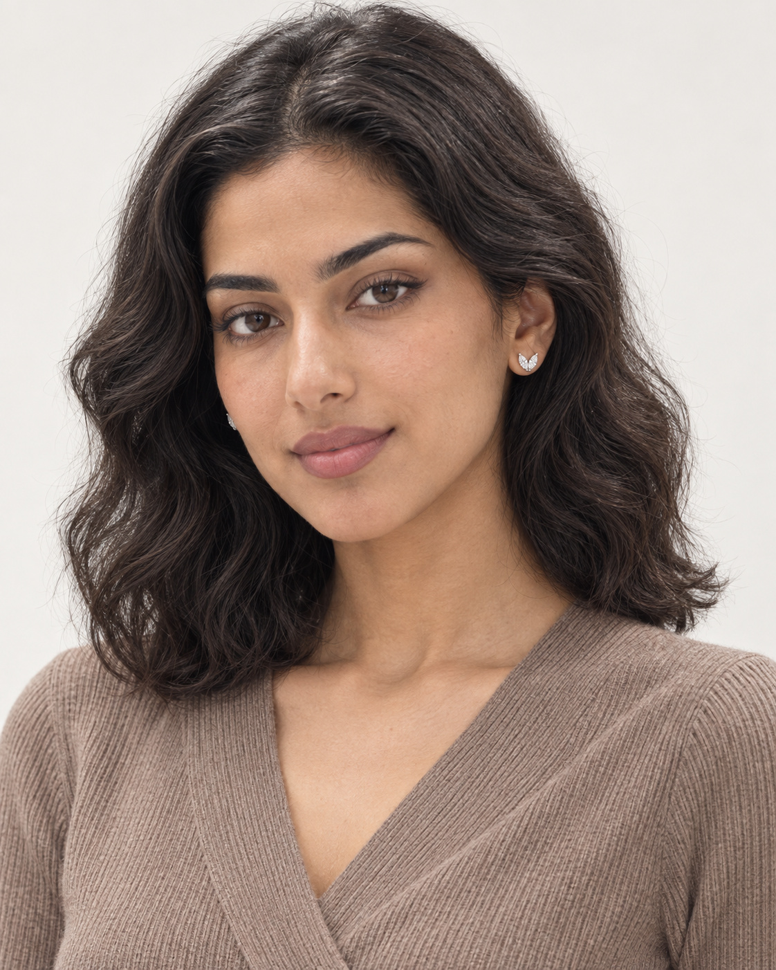 Marquise Wing Studs — worn studio view