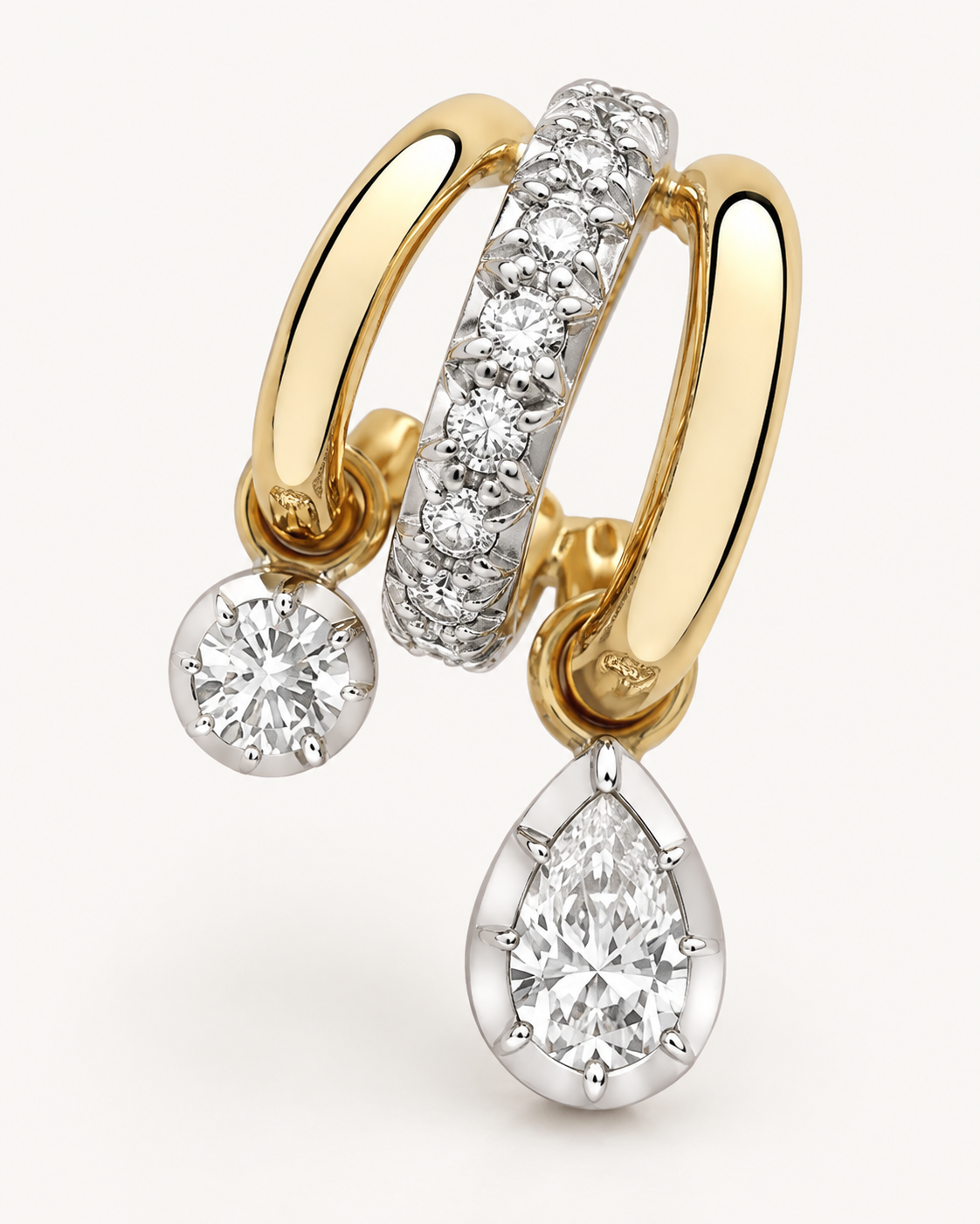 Mixed Charm Hoops — construction detail