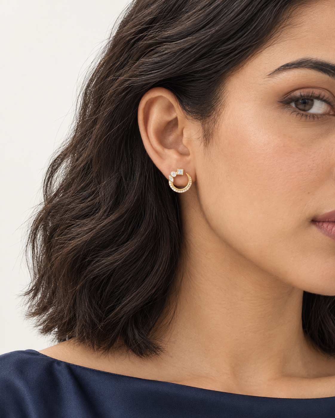 Open Arc Hoops — worn close view