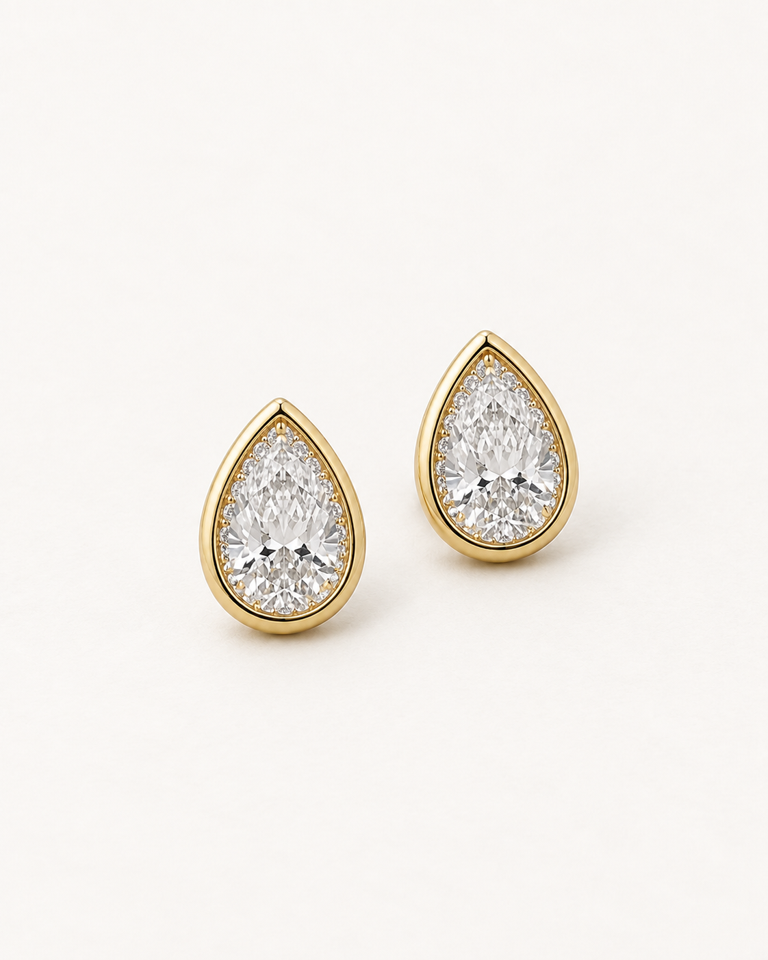 Pear Halo Studs — complete product view