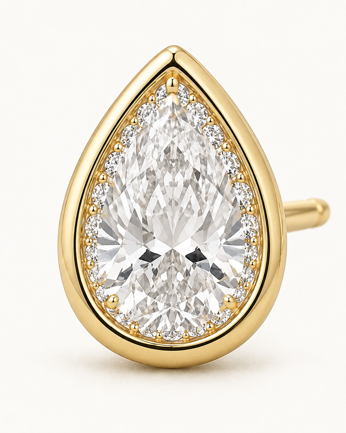 Pear Halo Studs — construction detail