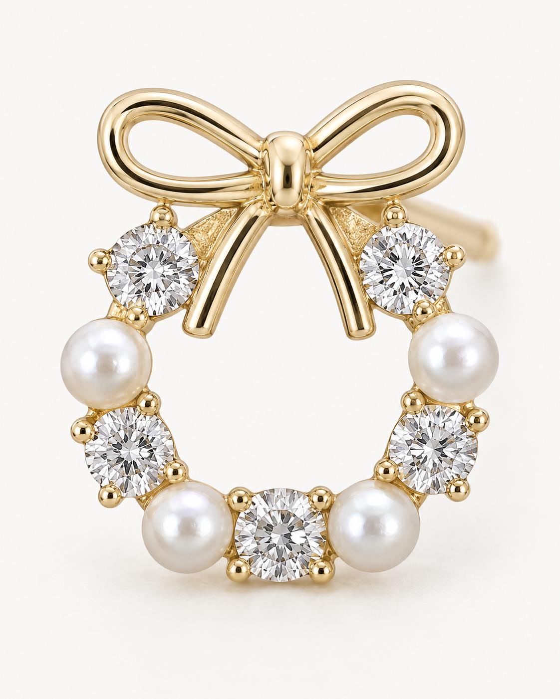 Pearl Bow Wreath Studs — construction detail