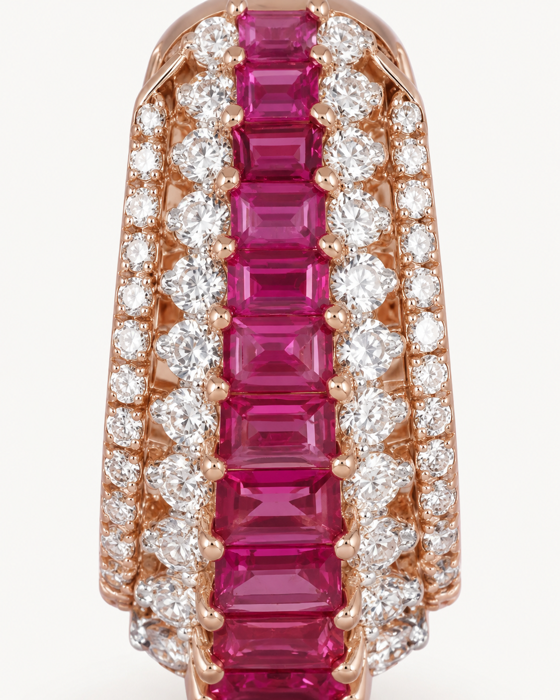 Pink Baguette Hoops — construction detail