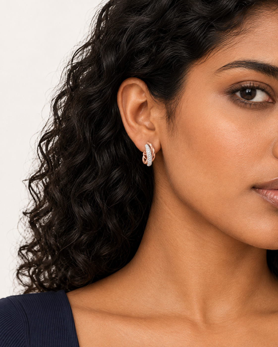 Split Pavé Hoops — worn close view