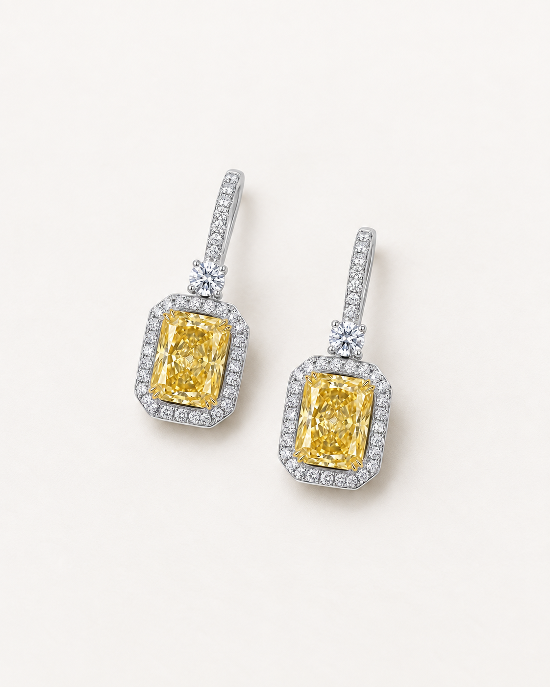 Yellow Baguette Drop Earrings — complete product view