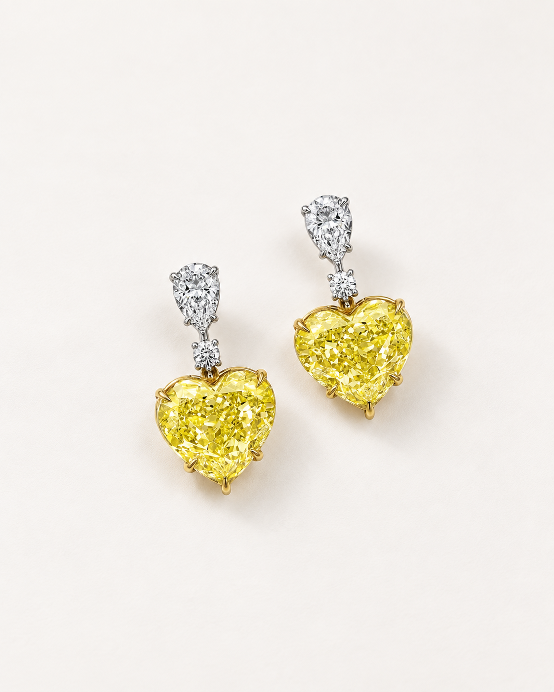 Yellow Heart Drop Earrings — complete product view