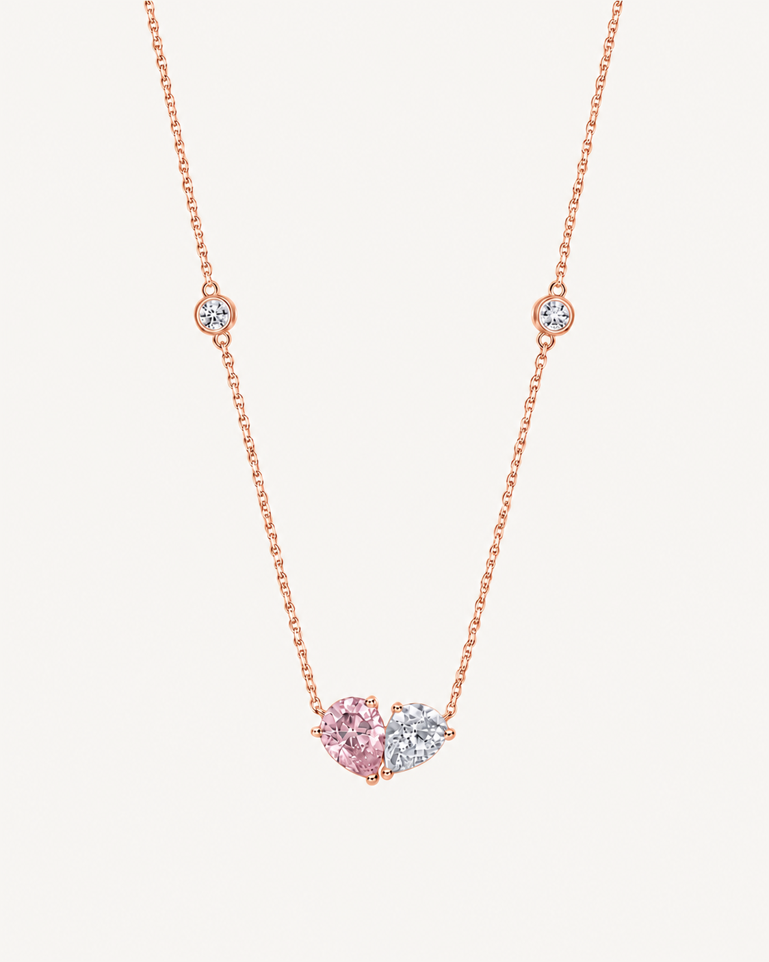 Pink Station Necklace - Rose Gold