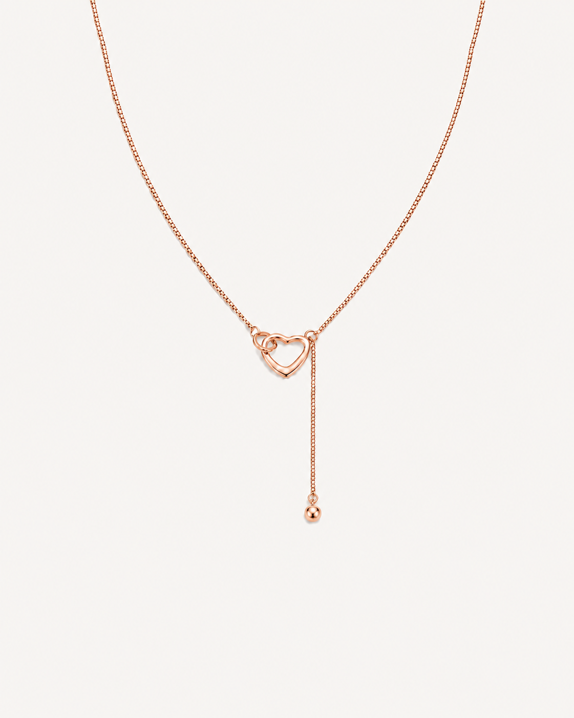 Heart Lariat Necklace - Rose Gold