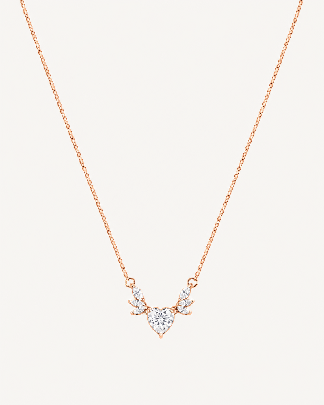 Winged Heart Necklace - Rose Gold