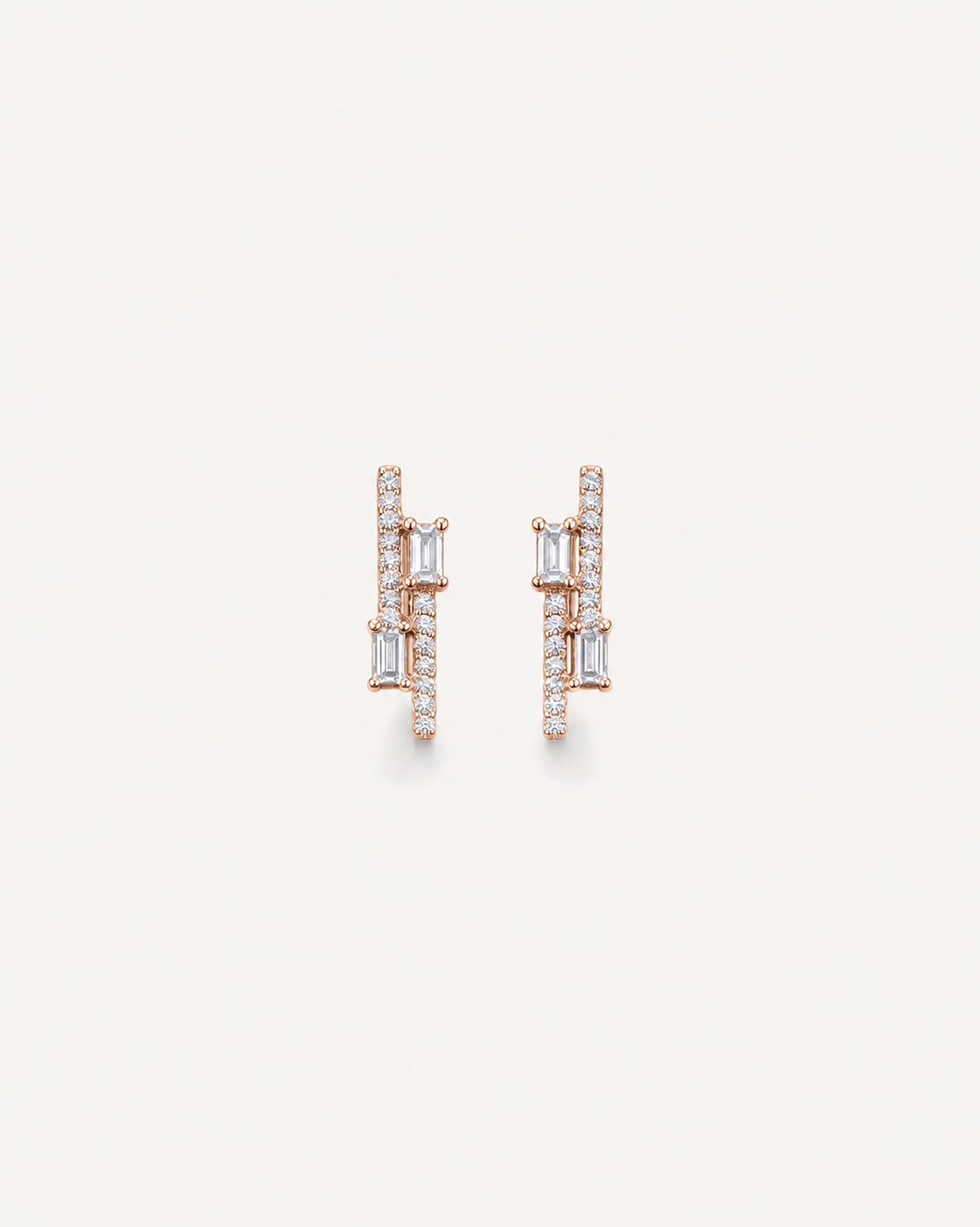 Baguette Bar Studs - Rose Gold