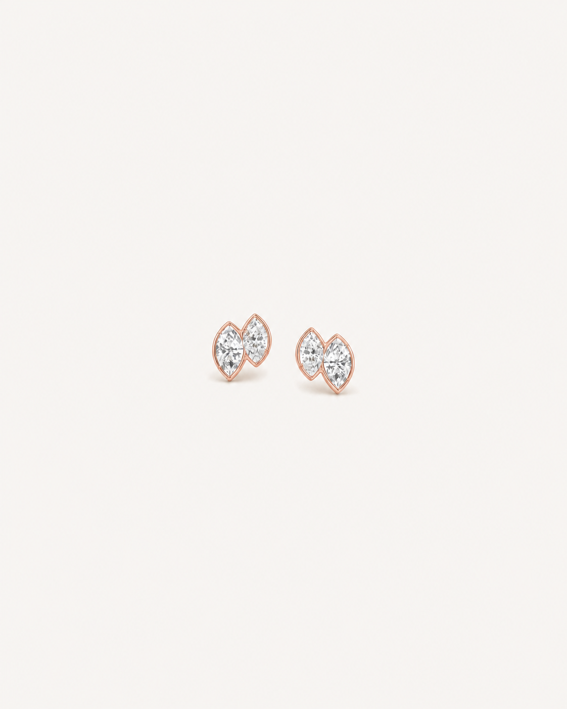 Double Marquise Studs - Rose Gold
