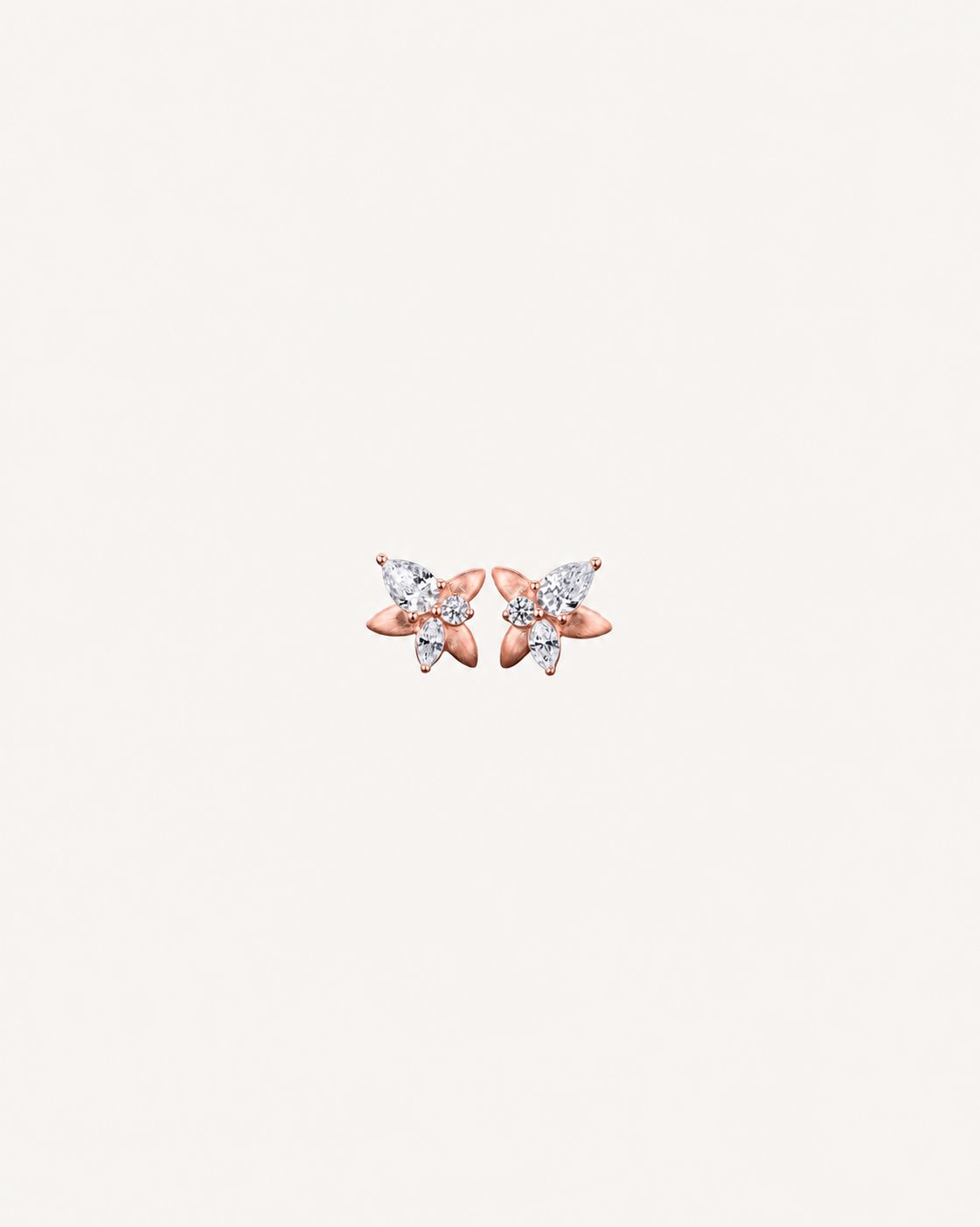 Floral Marquise Studs - Rose Gold