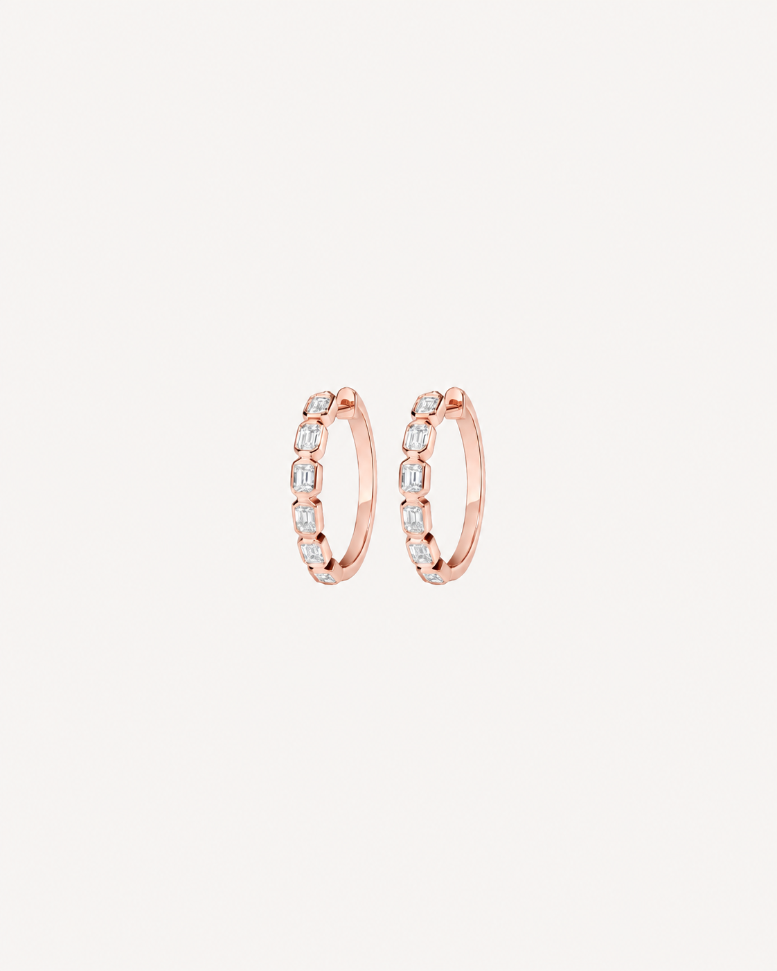 Baguette Link Hoops - Rose Gold