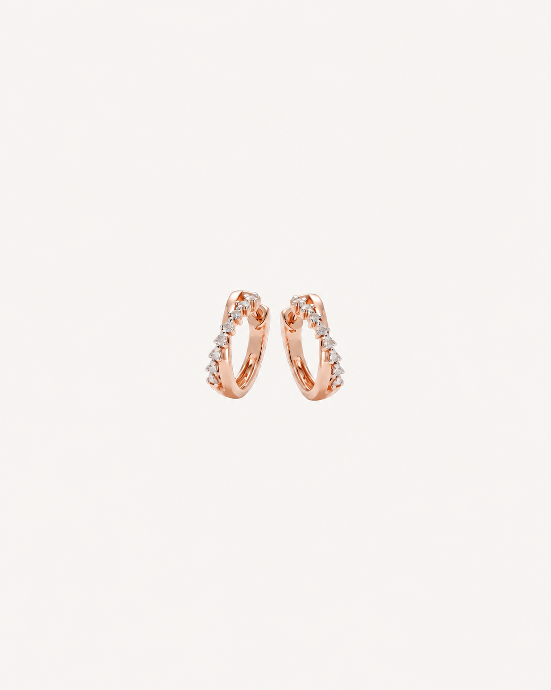 Scalloped Pavé Hoops - Rose Gold