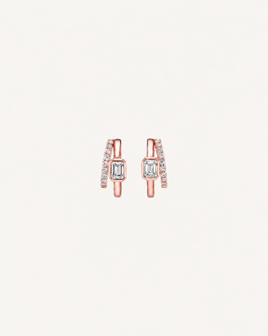 Baguette Bar Hoops - Rose Gold