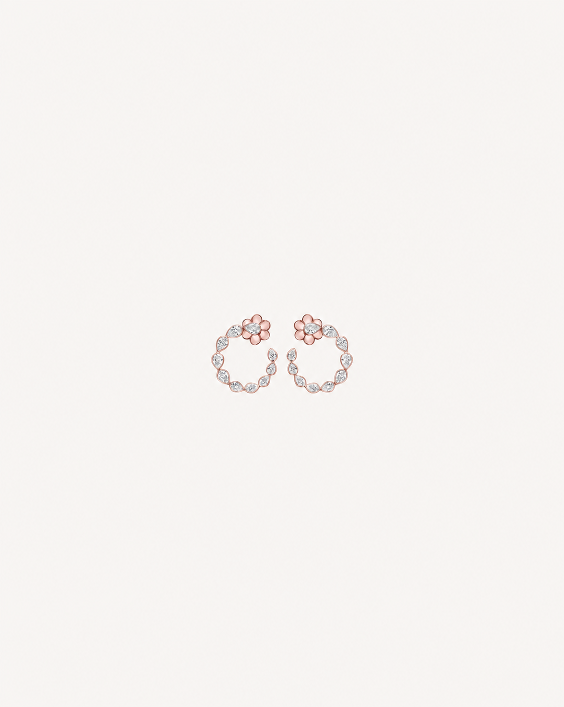 Floral Marquise Hoops - Rose Gold