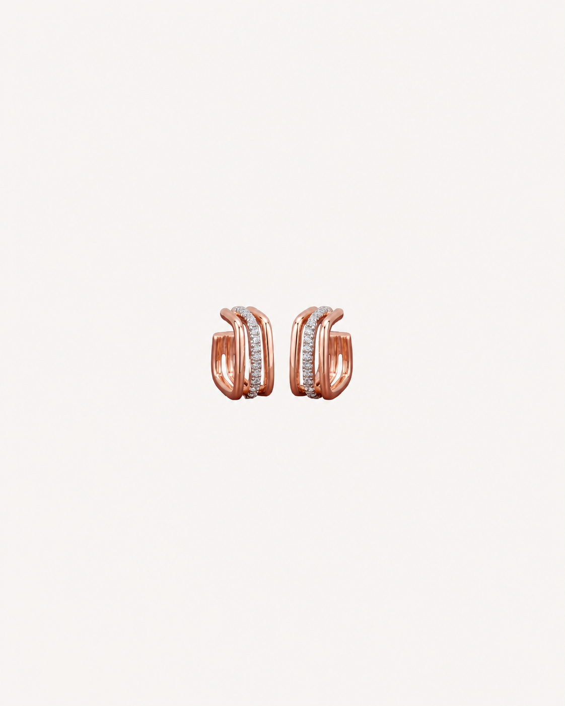 Triple-Band Hoops - Rose Gold
