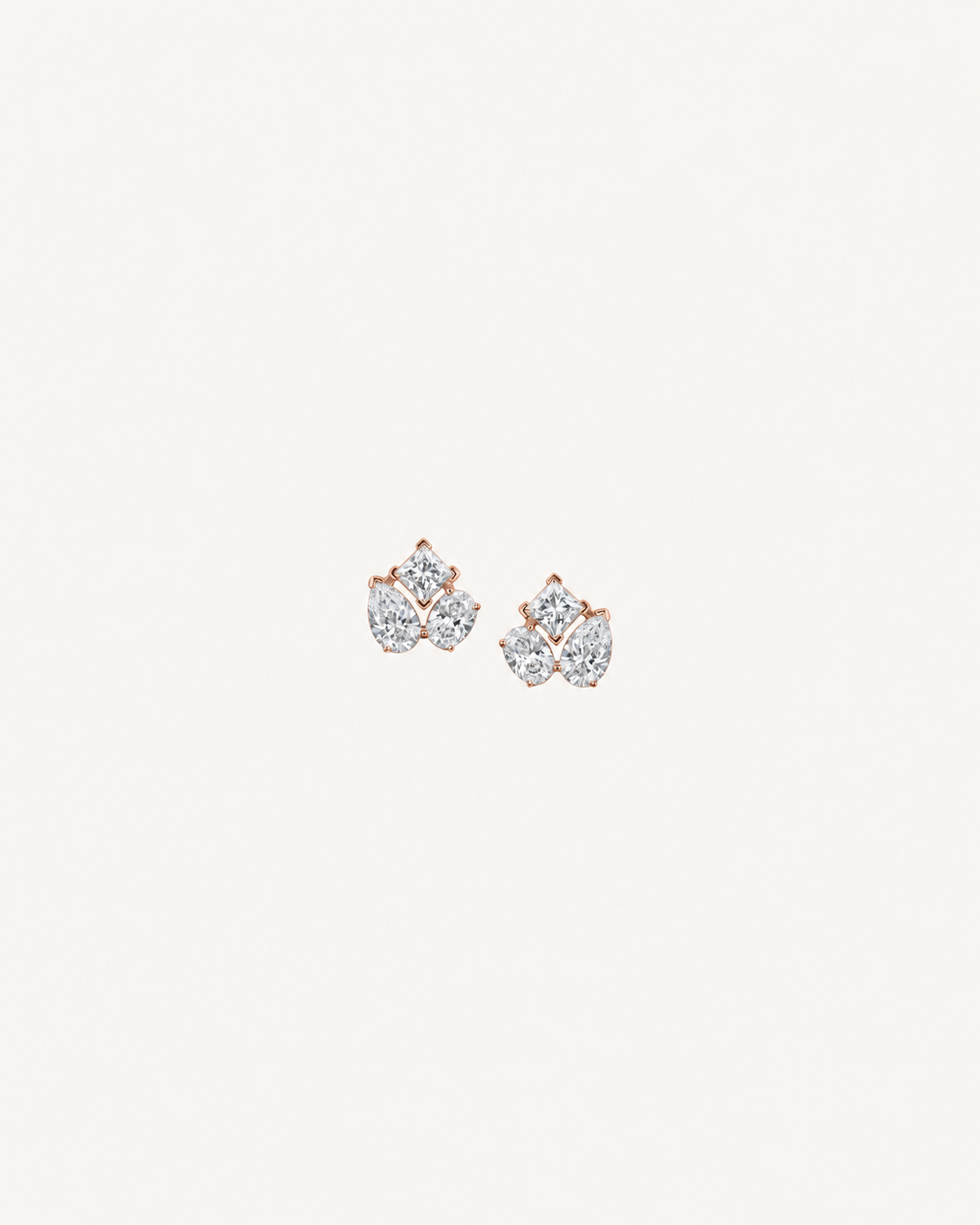 Pear Cluster Studs - Rose Gold