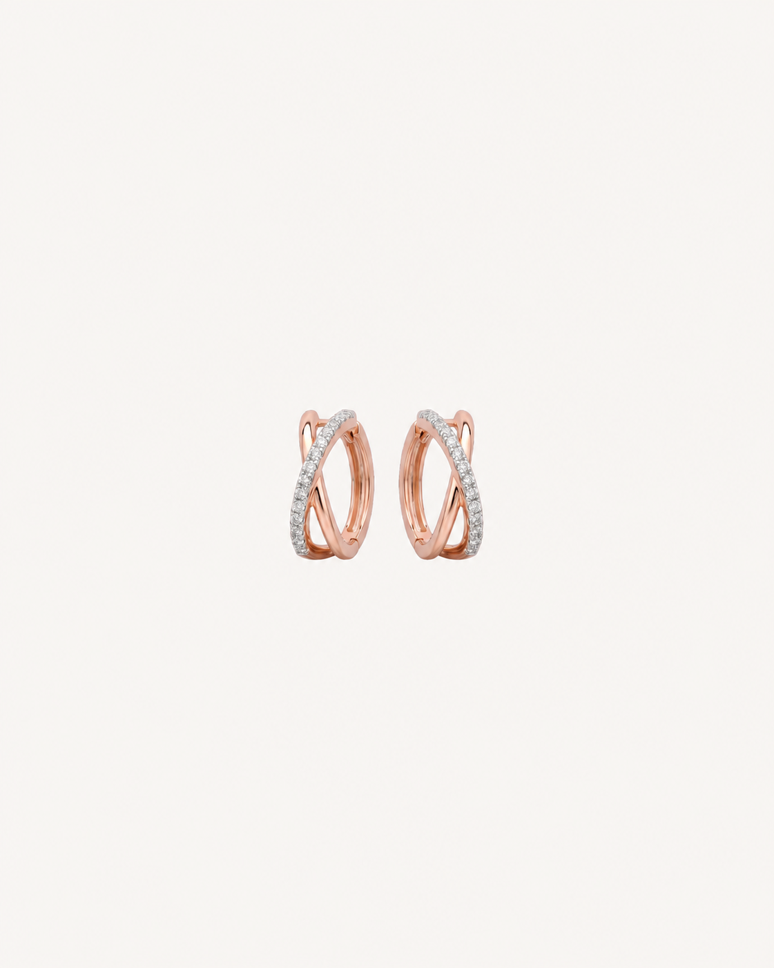Crossing Pavé Hoops - Rose Gold