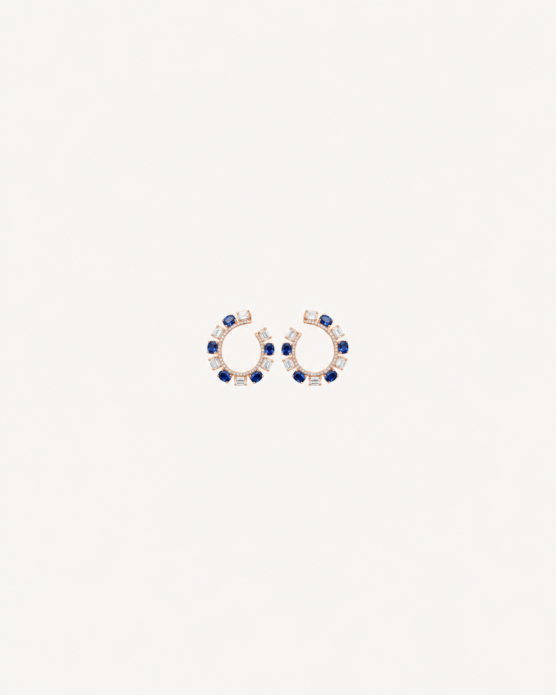 Blue Open Hoops - Rose Gold