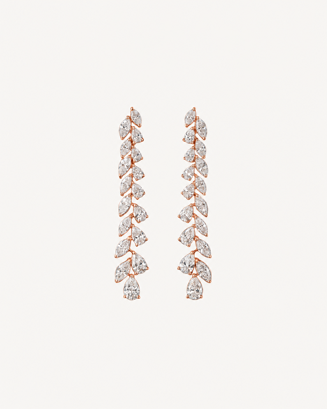 Marquise Line Drop Earrings - Rose Gold