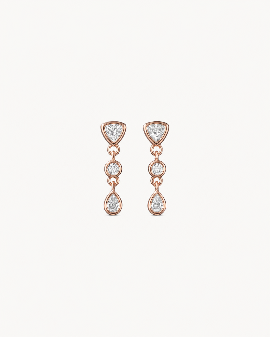 Mixed-Shape Drop Earrings - Rose Gold