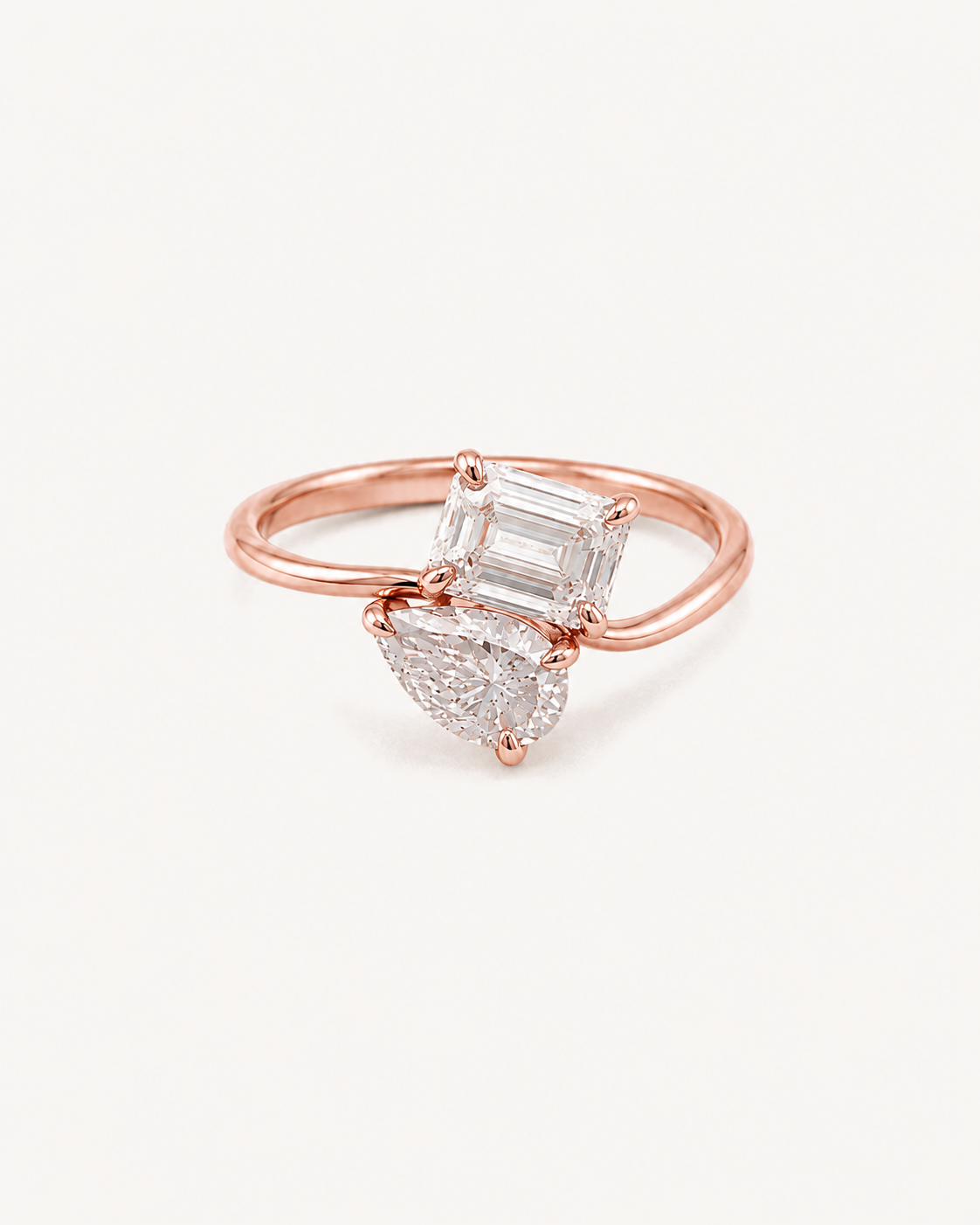 Emerald-Cut Pear Ring - Rose Gold
