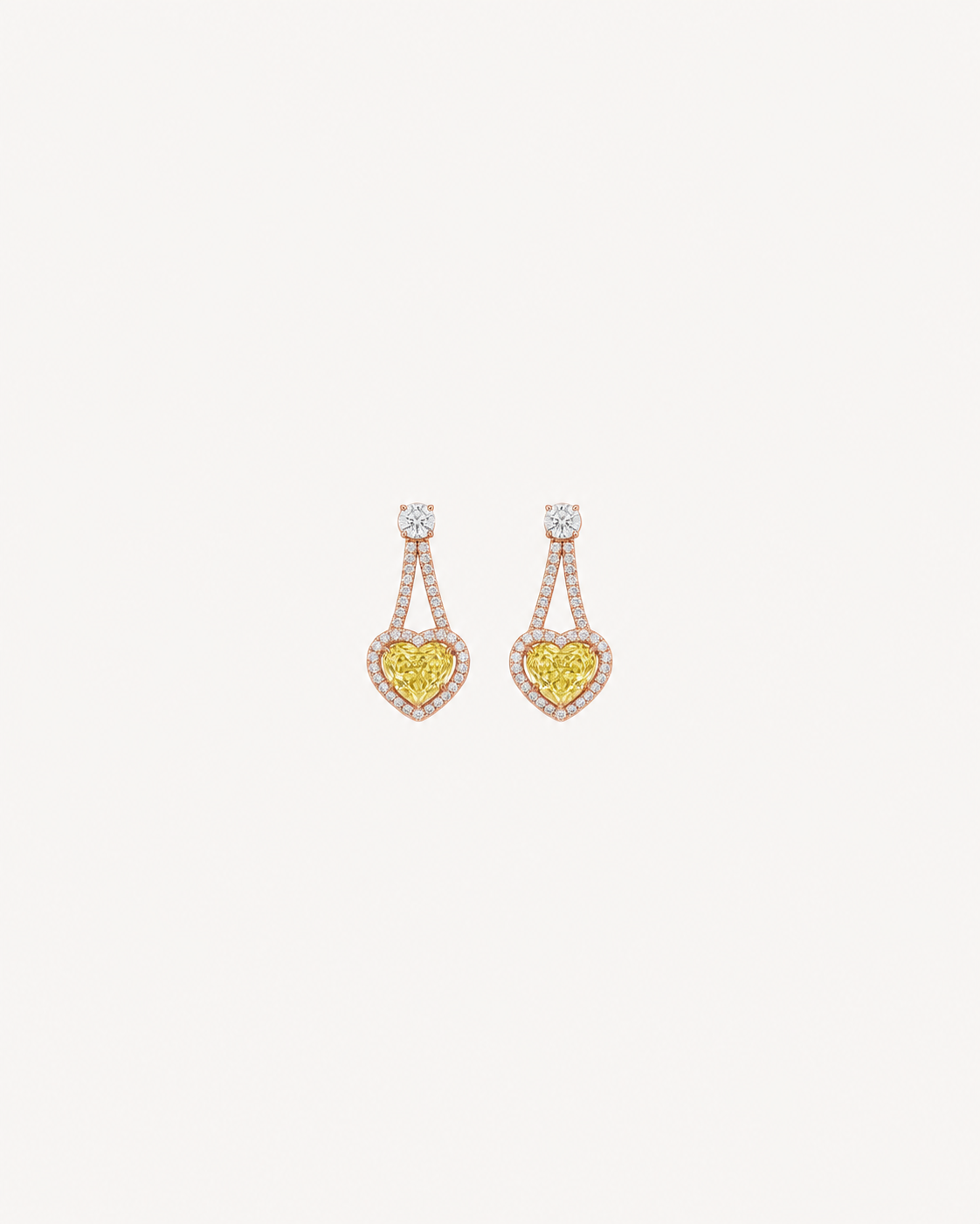 Framed Heart Drop Earrings - Rose Gold