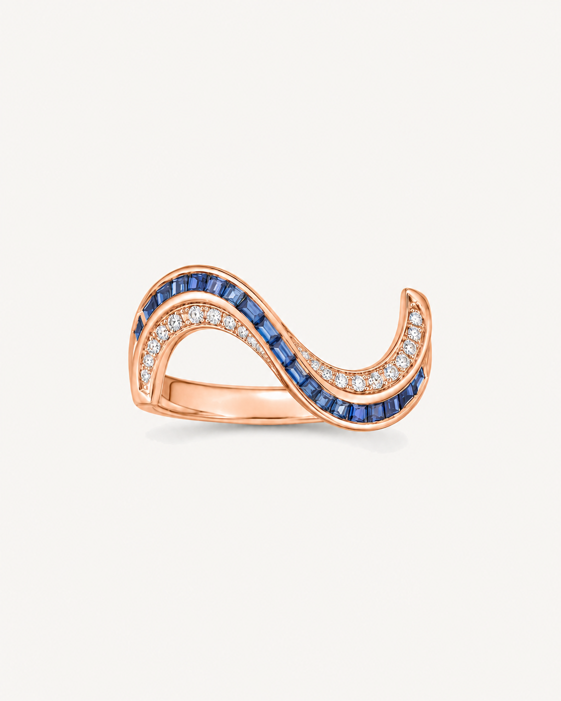 Blue Wave Ring - Rose Gold