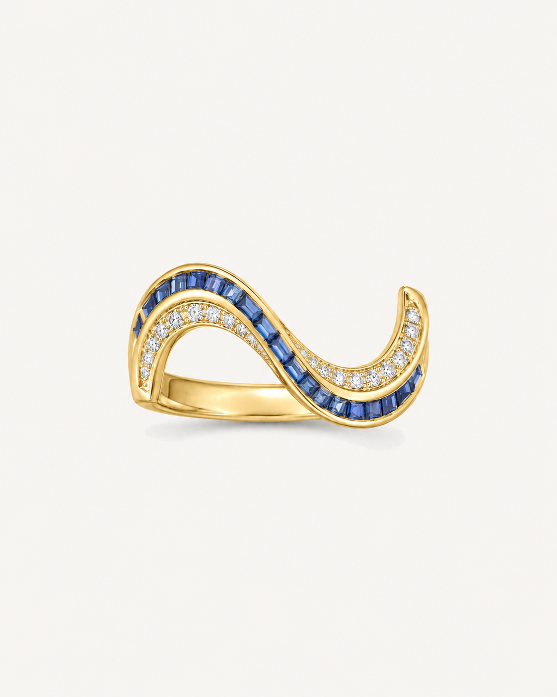 Blue Wave Ring - Yellow Gold