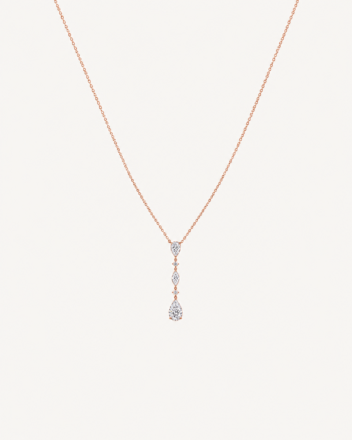 Graduated Pear Necklace - Rose Gold