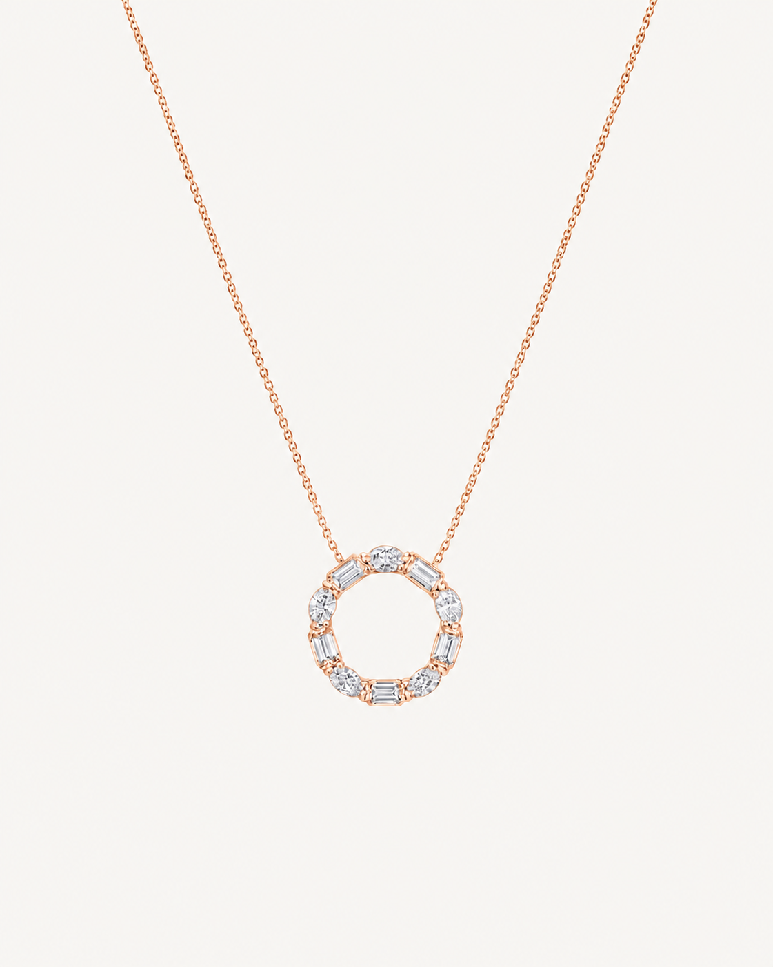 Baguette Wreath Necklace - Rose Gold