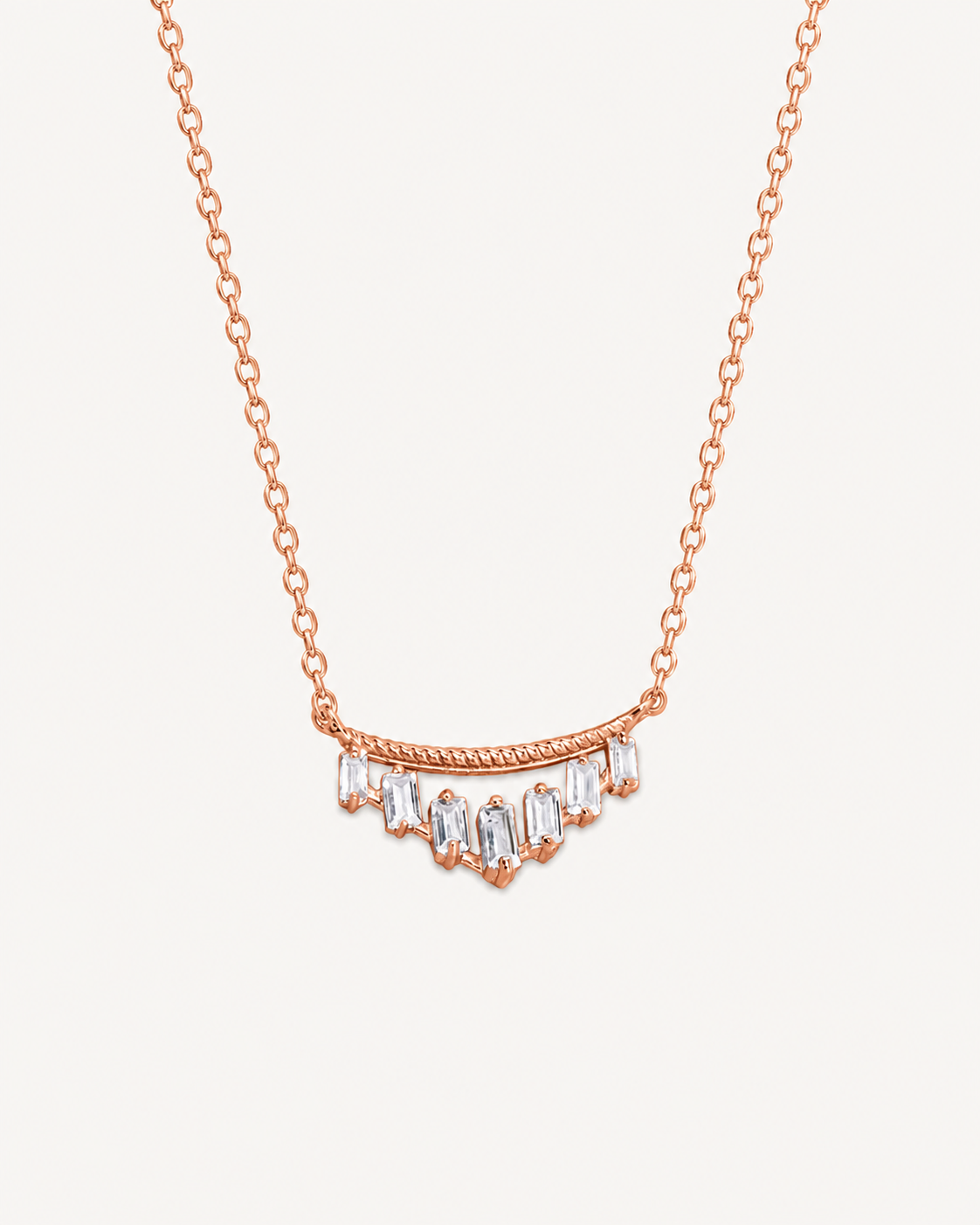 Curved Baguette Necklace - Rose Gold