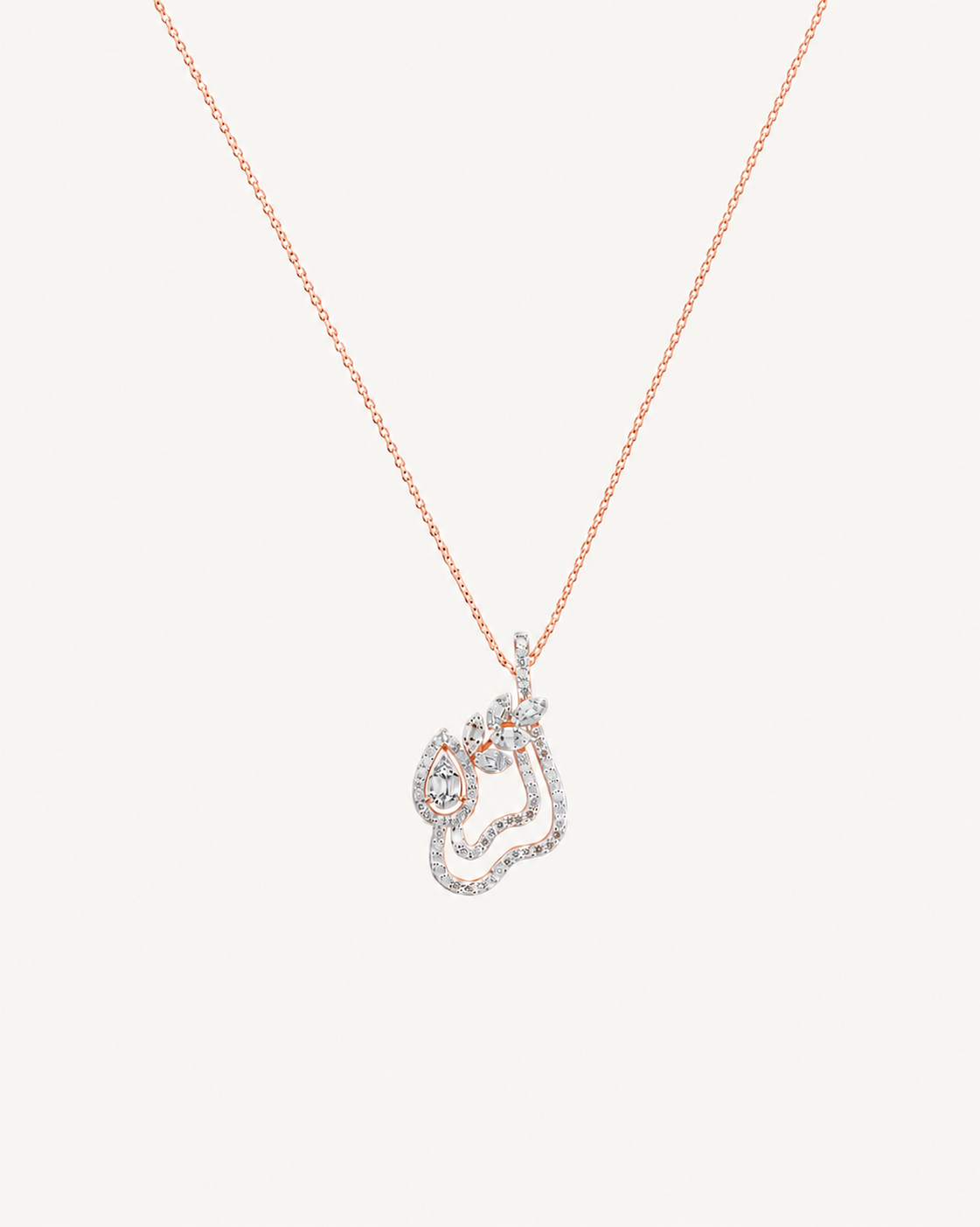 Layered Leaf Necklace - Rose Gold