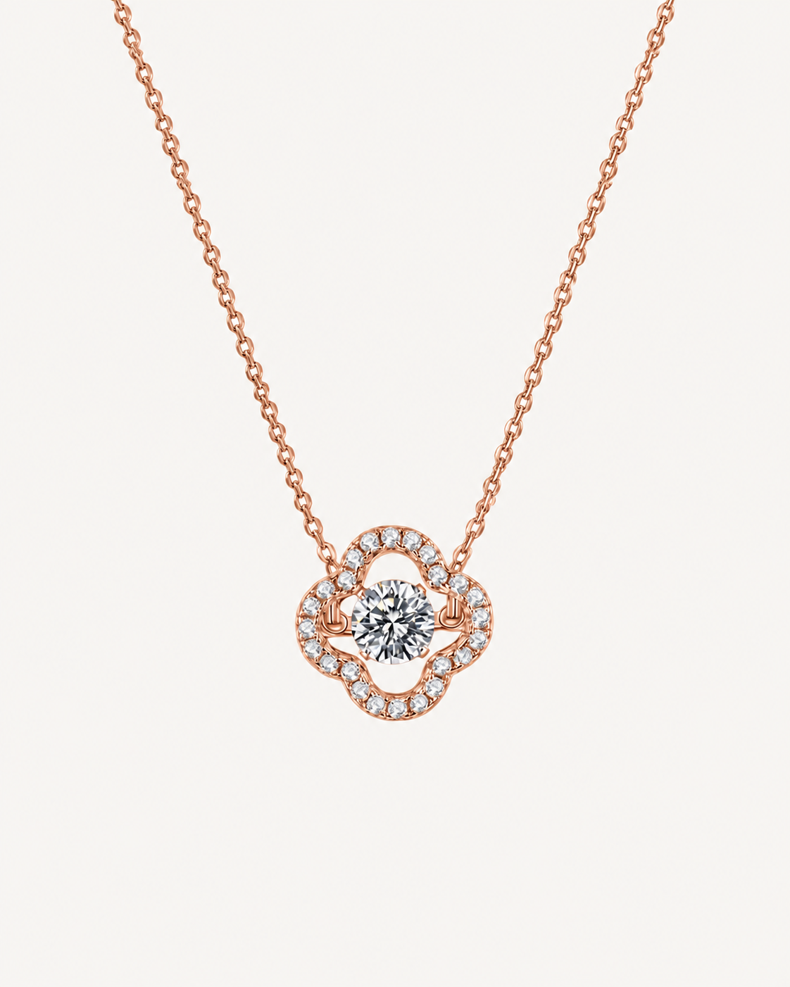 Rounded Clover Necklace - Rose Gold