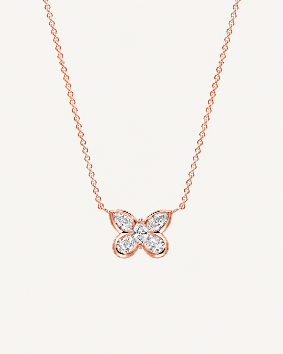 Marquise Butterfly Necklace - Rose Gold