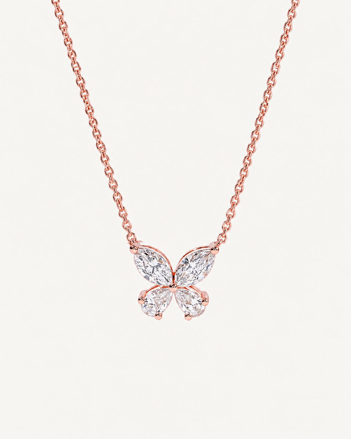 Two-Tone Butterfly Necklace - Rose Gold