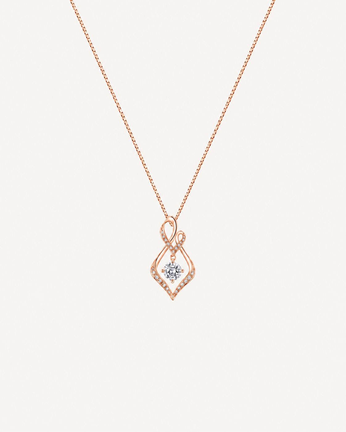 Open Swirl Necklace - Rose Gold
