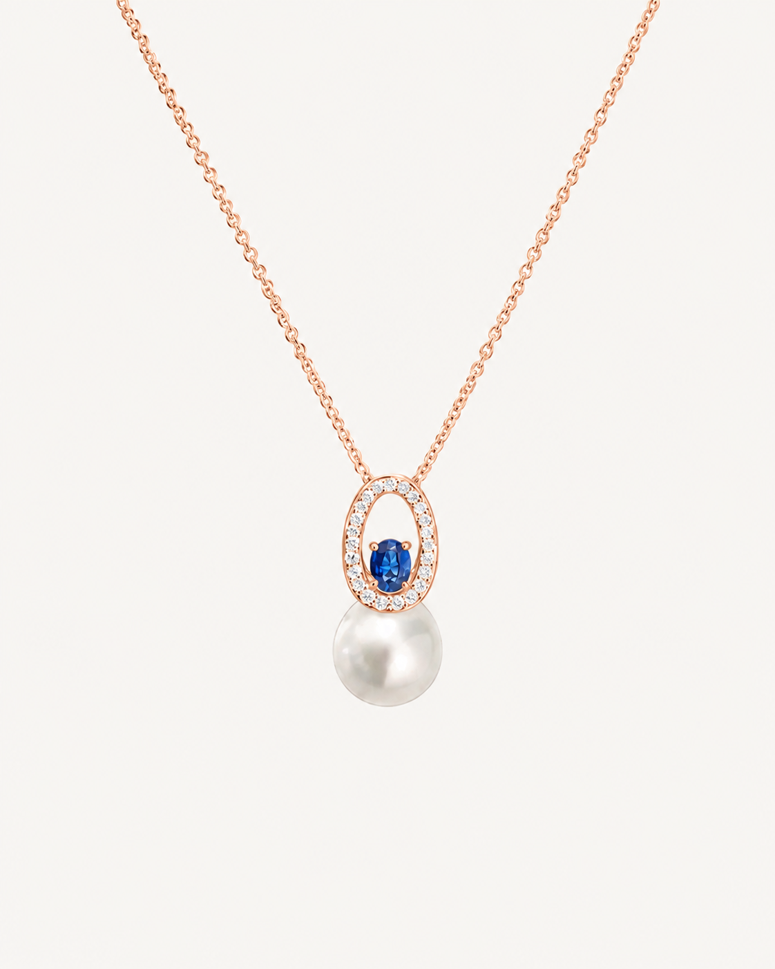 Oval Drop Necklace - Rose Gold