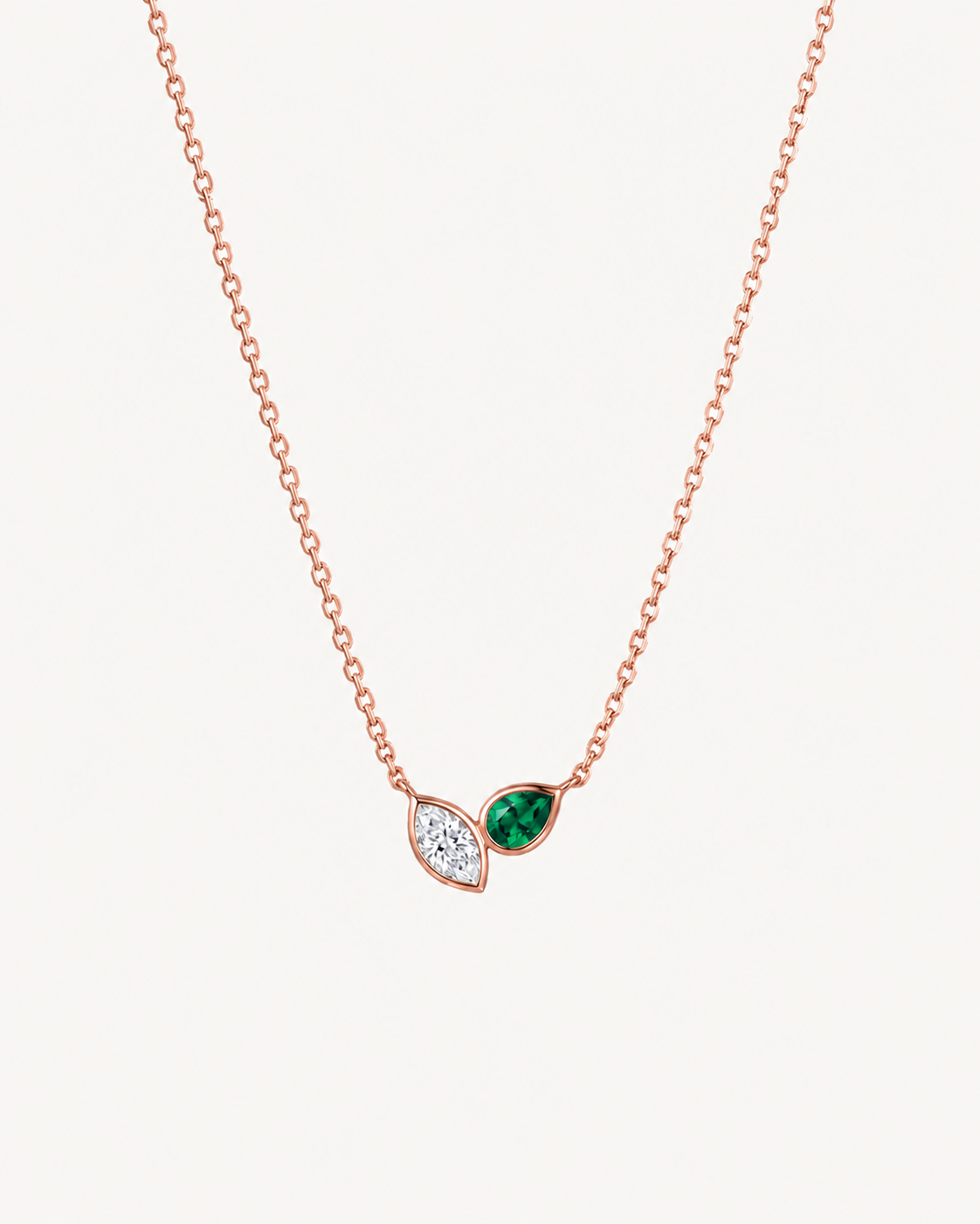 Twin Leaf Necklace - Rose Gold