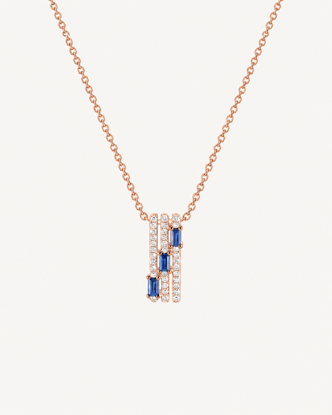 Blue Line Necklace - Rose Gold