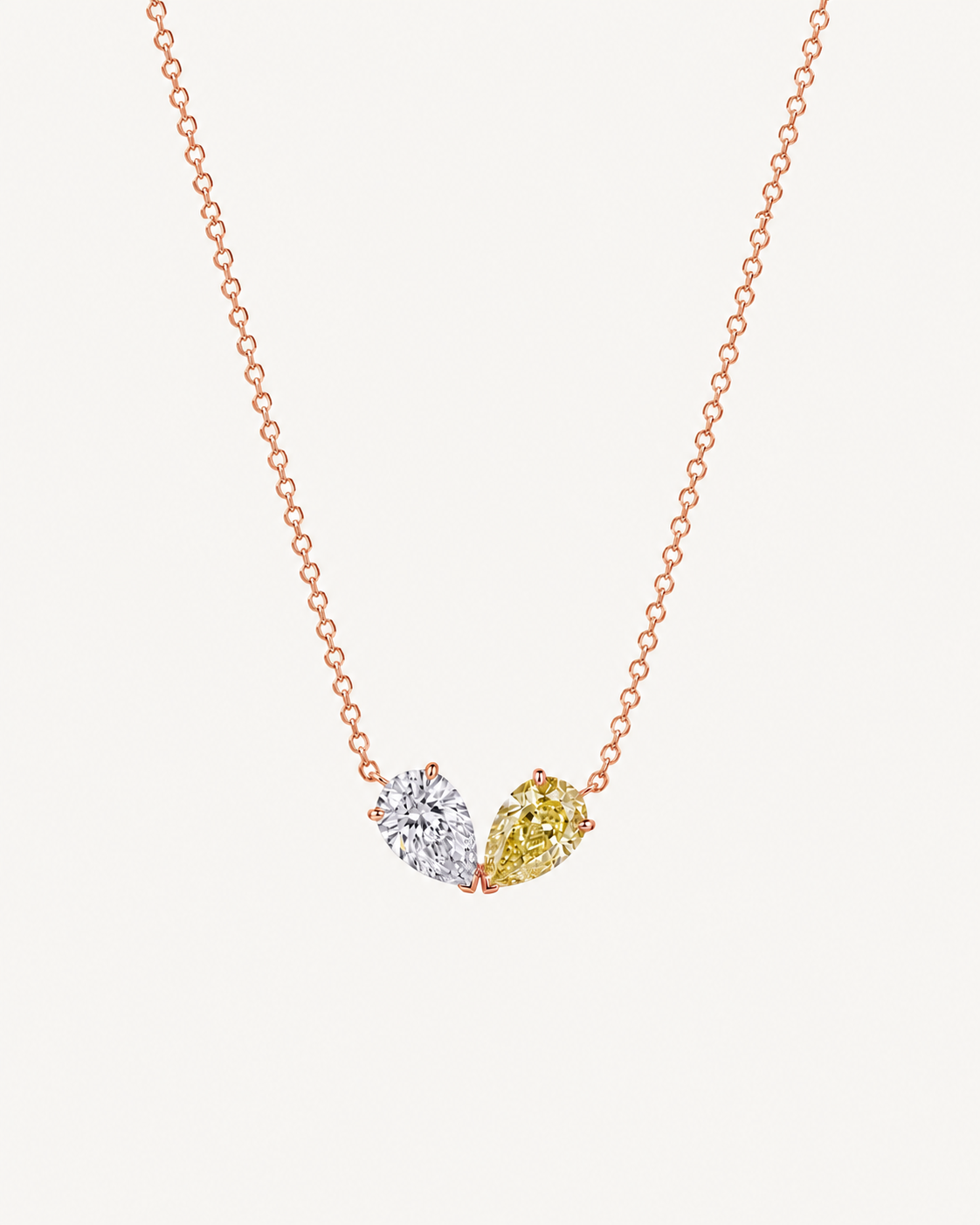 Two-Tone Pear Necklace - Rose Gold