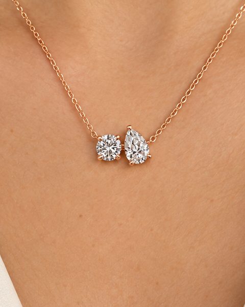 Round Pear Necklace — close worn studio photograph
