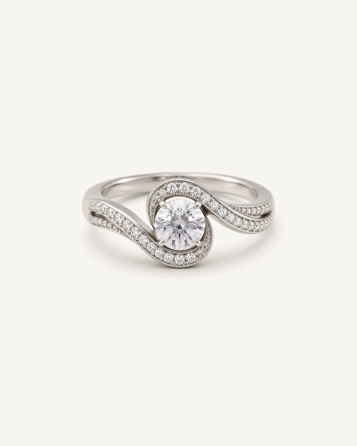 Spiral Solitaire Ring product image on Oyster Silk background