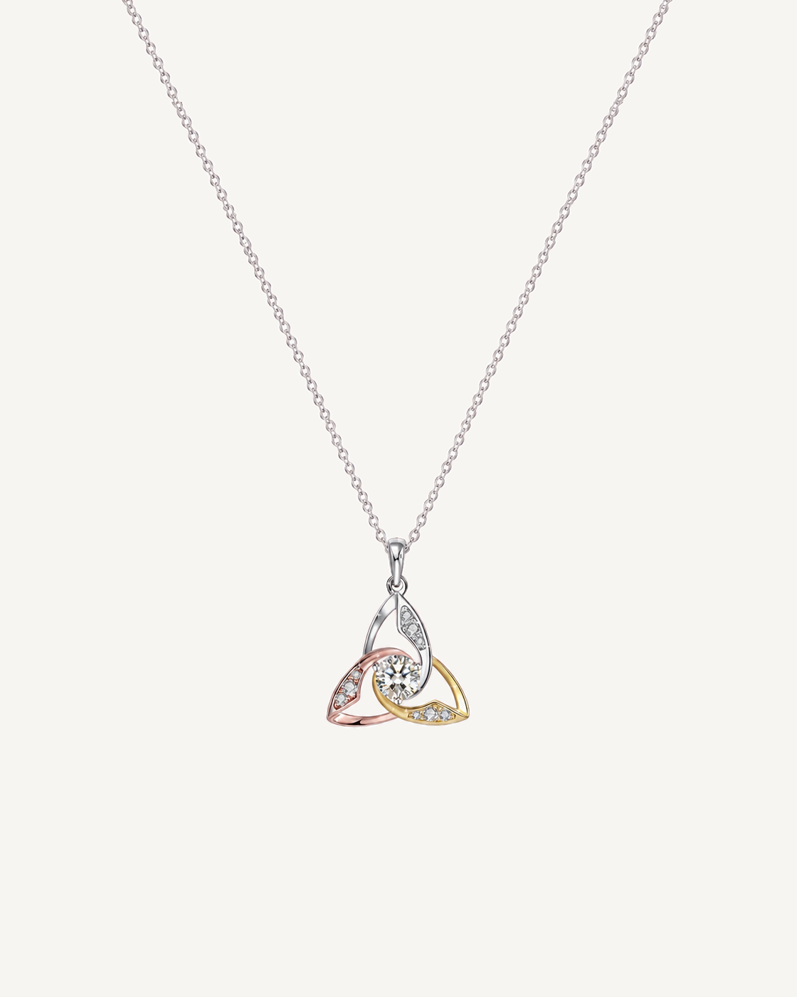 Three-Tone Orbit Necklace product image on Oyster Silk background